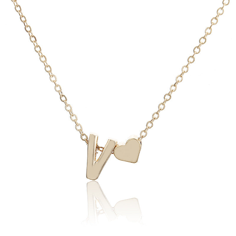 Peach Heart Shaped Letter Pendant