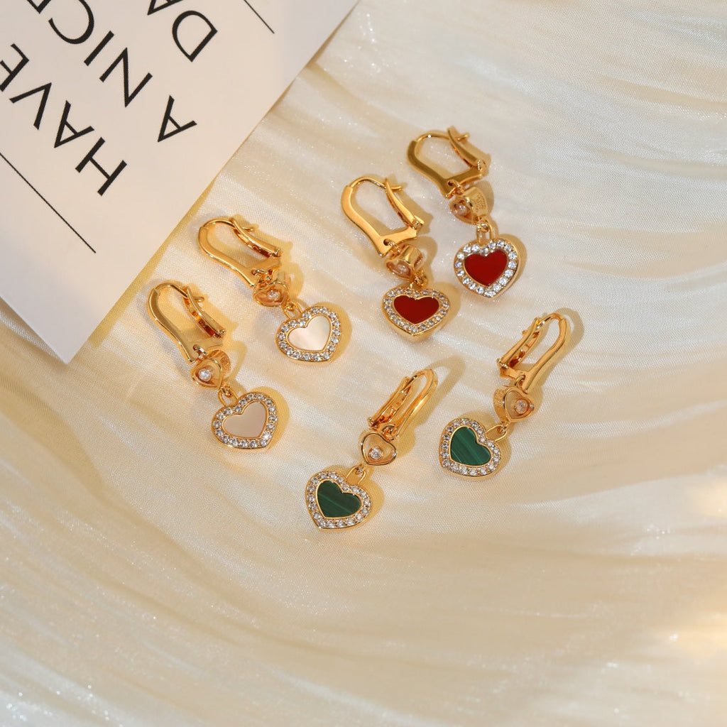HAPPY HEART DIAMOND PINK GOLD EARRINGS