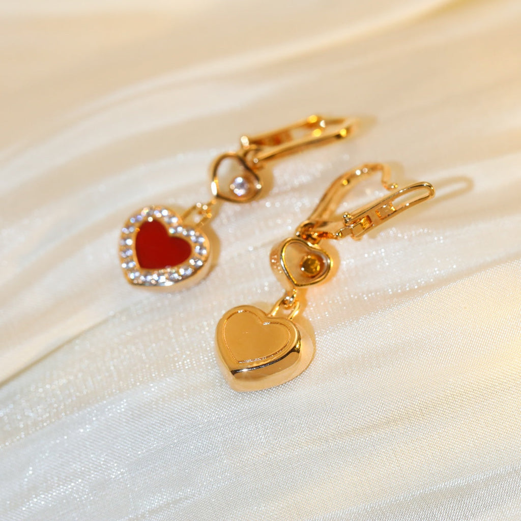 HAPPY HEART DIAMOND PINK GOLD EARRINGS