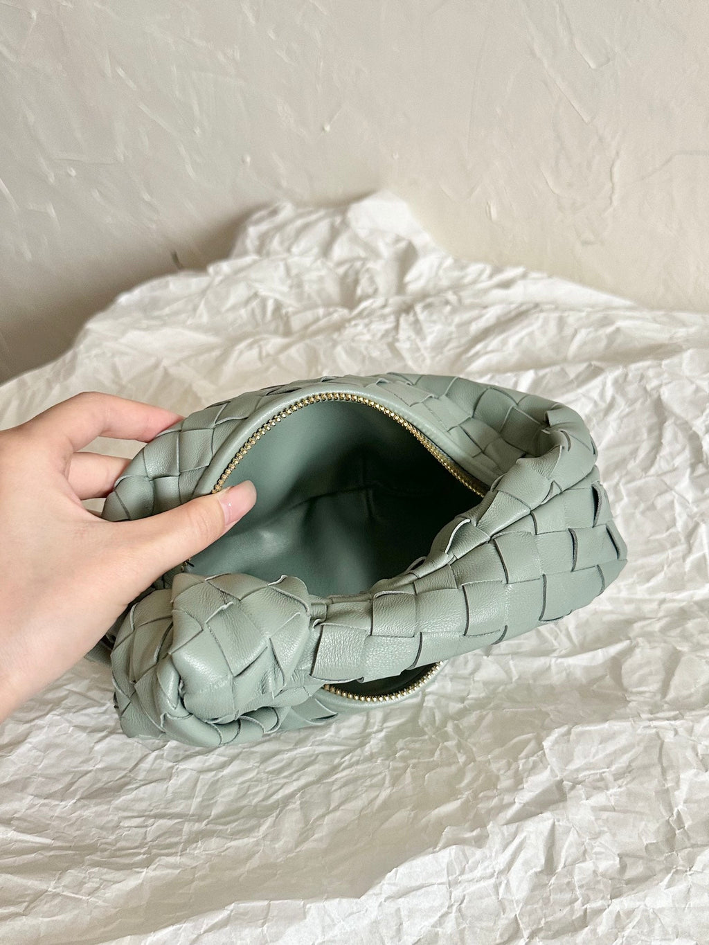 BV MINI JODIE 28CM MINT GREEN LAMBSKIN LEATHER