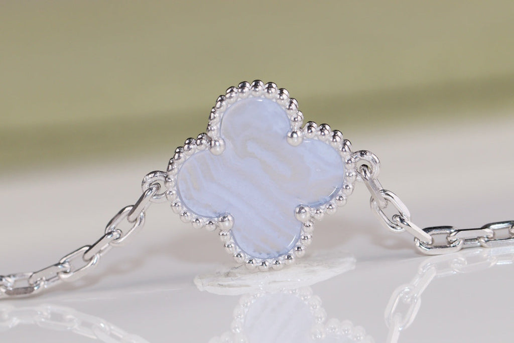 VCA Clover Blue Mop 5 Motifs Sliver Bracelet