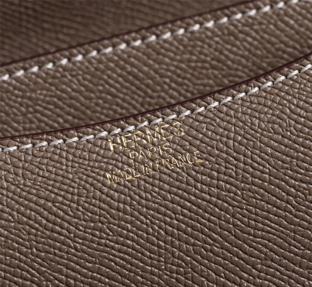 HM CONSTANCE BAGS 22 CHOCOLATE EPSOM GOLD HARDWARE