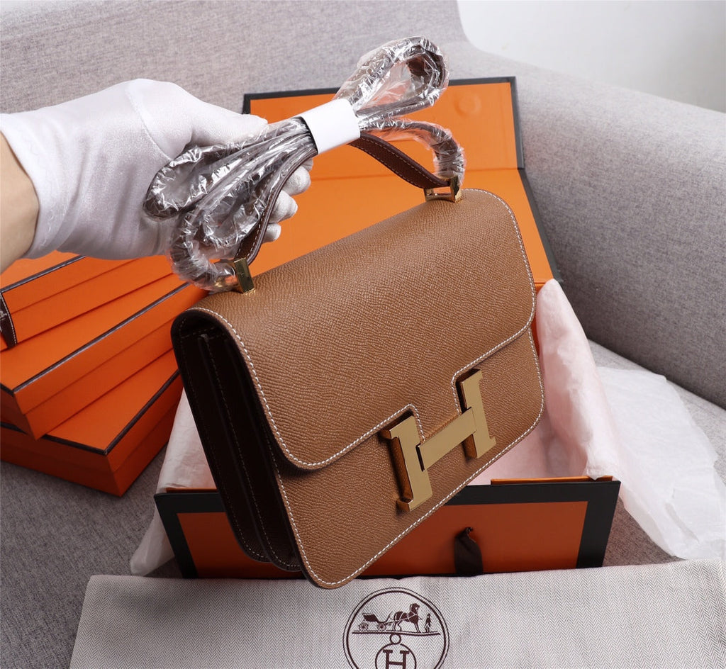HM CONSTANCE BAGS 18 RUSSET EPSOM GOLD HARDWARE
