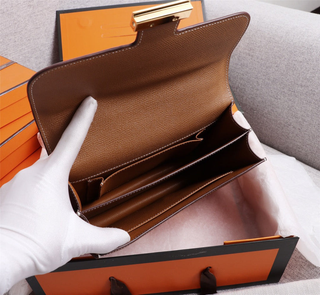 HM CONSTANCE BAGS 18 RUSSET EPSOM GOLD HARDWARE