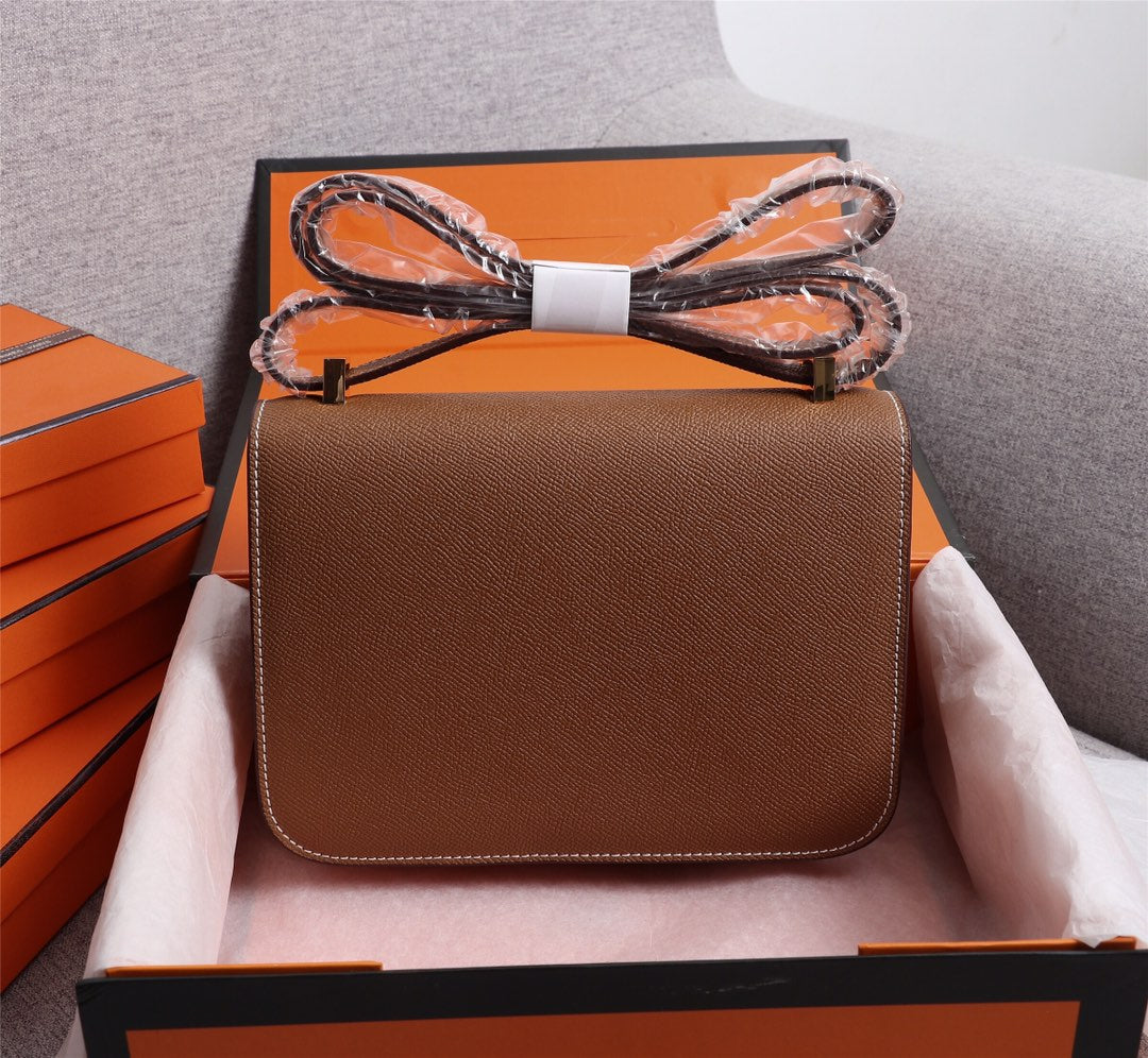 HM CONSTANCE BAGS 18 RUSSET EPSOM GOLD HARDWARE