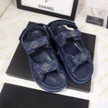CC 25S Dad Sandal Dark Blue Denim Beige Calfskin