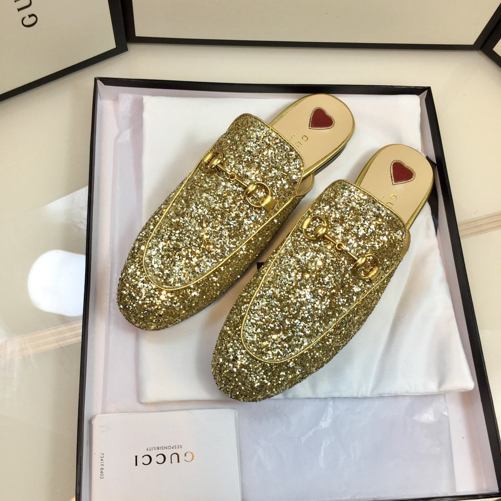 GG PrinceTown Gold Metalic Glitter Mule