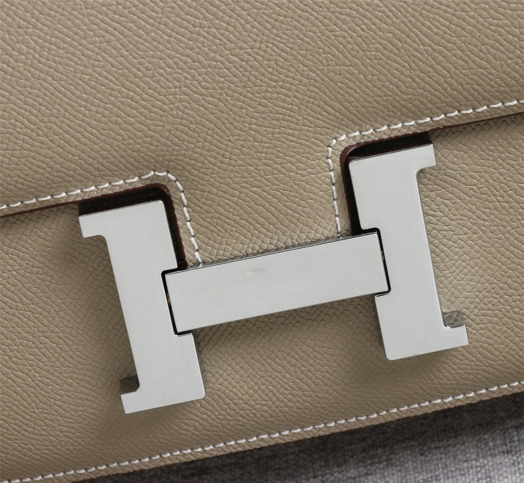 HM CONSTANCE BAGS 18 KHAKI EPSOM SILVER HARDWARE