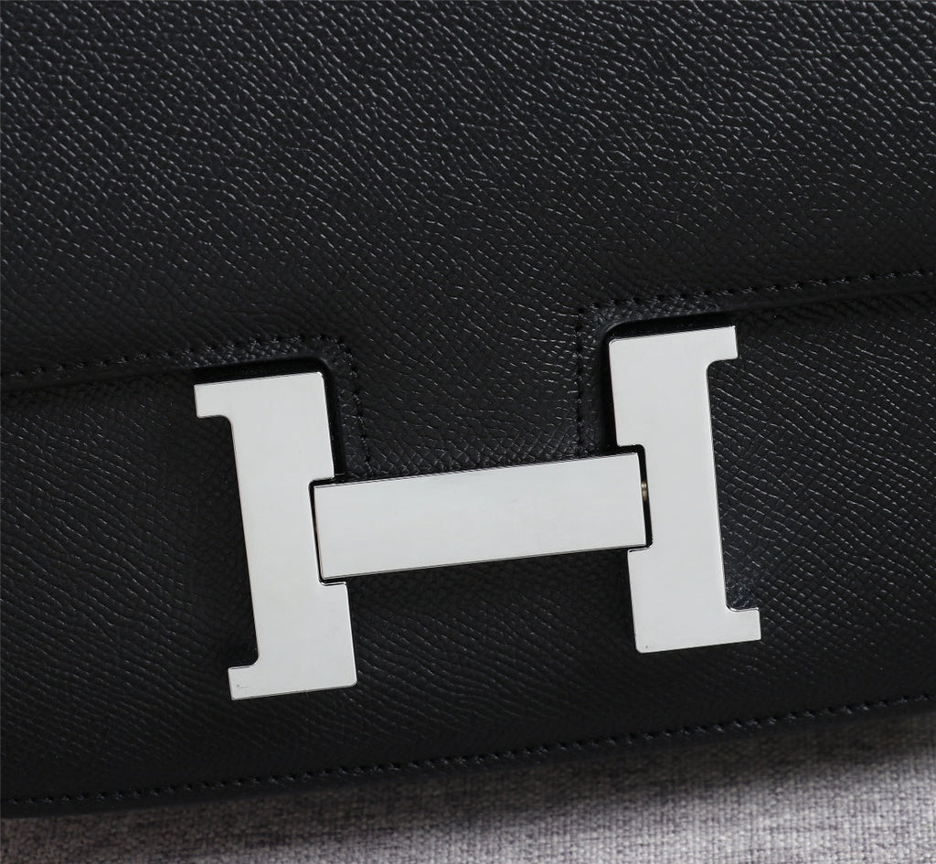 HM CONSTANCE BAGS 18 BLACK EPSOM SILVER HARDWARE