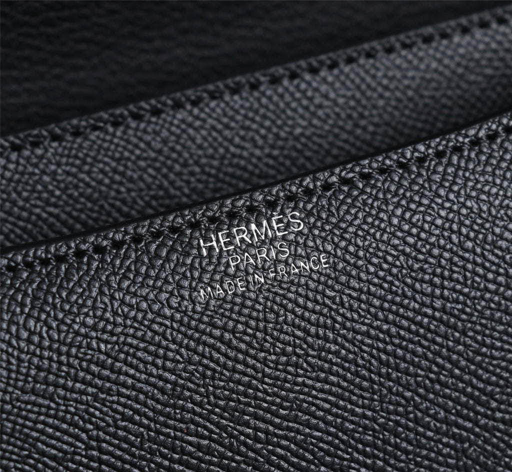 HM CONSTANCE BAGS 22 BLACK EPSOM SILVER HARDWARE