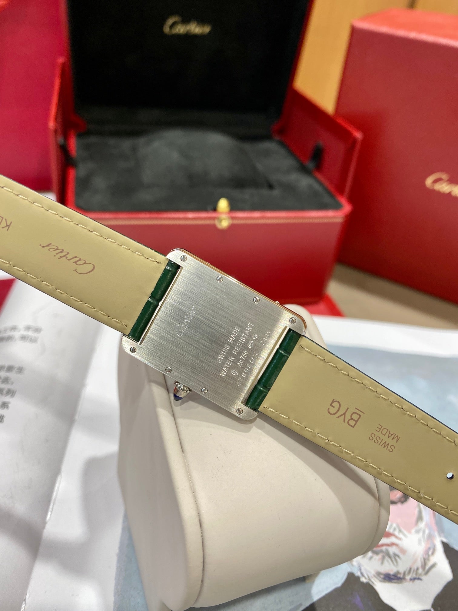 Cartier Tank 25.5mm Quartz Silver Green Dial