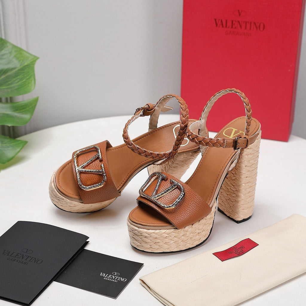VT 25 Platform Sandals Brown Cowhide Espadrilles