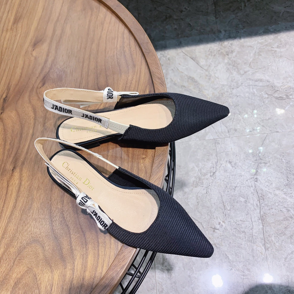 cd slingback flat black embroidery cotton ribbon