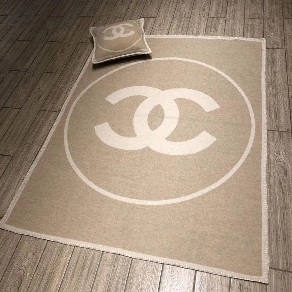 CC Merino Blanket Beige White Wool Cashmere