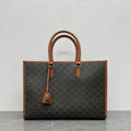 Celine 2026 Horizontal Cabas 43cm Black Brown Triomphe Canvas Calfskin