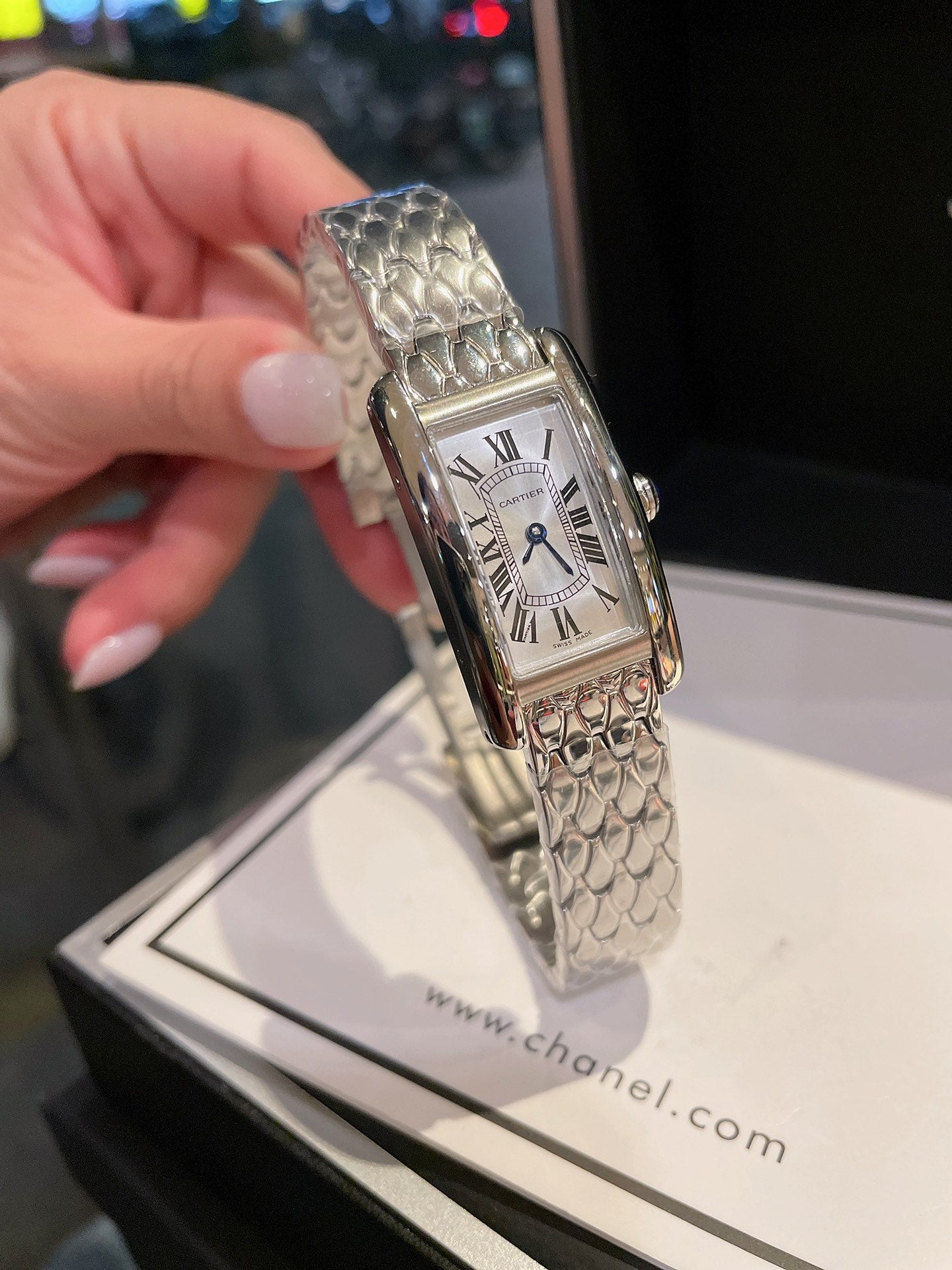 Cartier Tank American 19mm Silver Blue