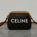 Celine 2026 Camera Bag 20cm Black Brown Canvas Leather 281916