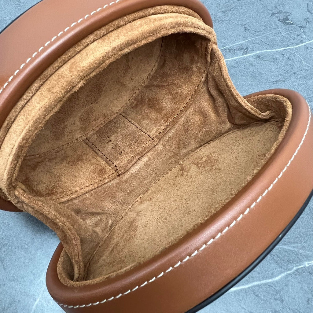 Celine 2026 Oval Minaudiere Cuir Triomphe Bag 14.5 Brown Leather