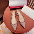 Rockstud Slingback Ballerina Flats Rose Cannelle Leather