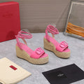 VT Wedge Platform Sandals Pink Cowhide Espadrilles