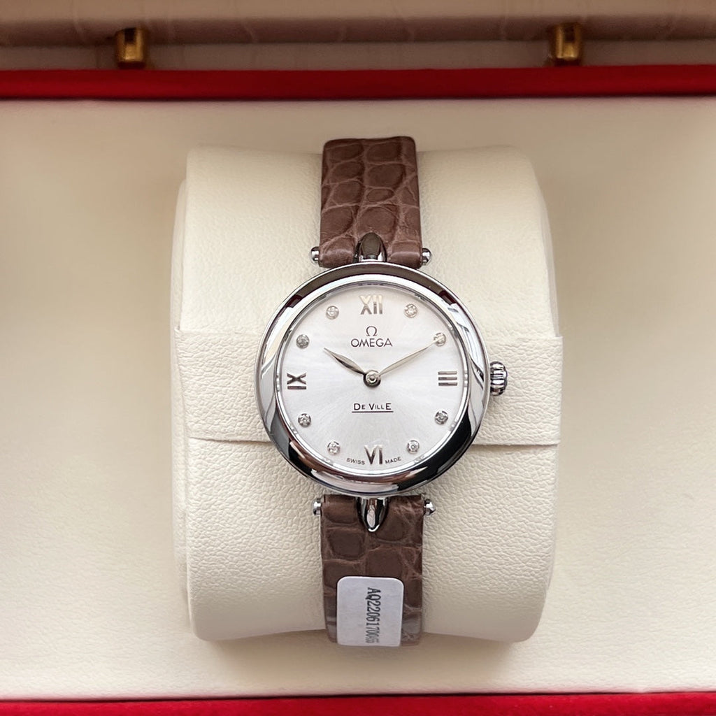 Omega De Ville 27.4mm Silver Brown Leather
