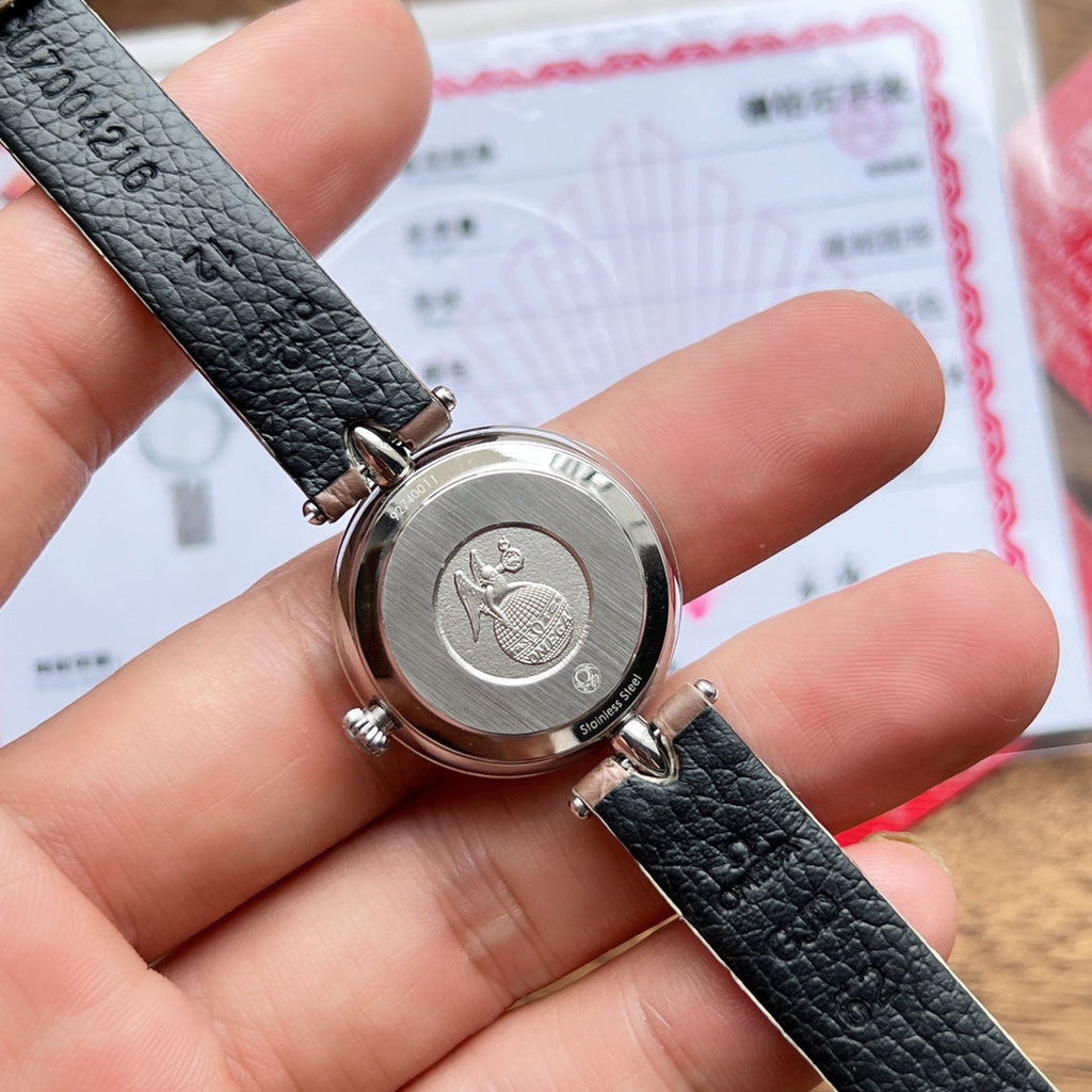 Omega De Ville 27.4mm Silver Brown Leather