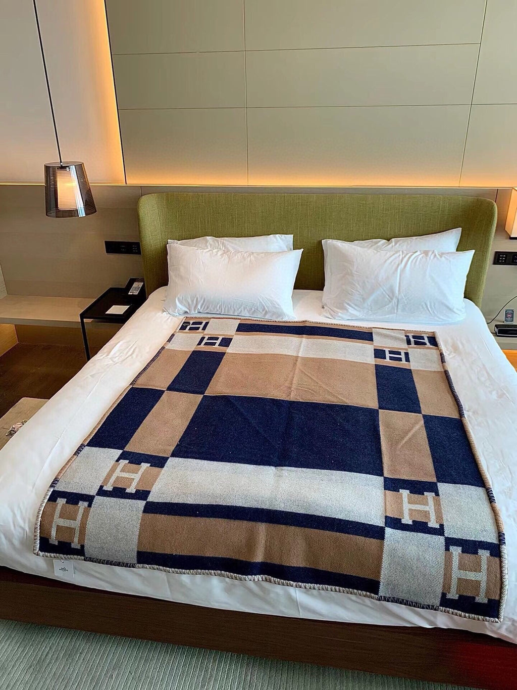 HM Avalon Throw Blanket Brown Blue Wool Cashmere