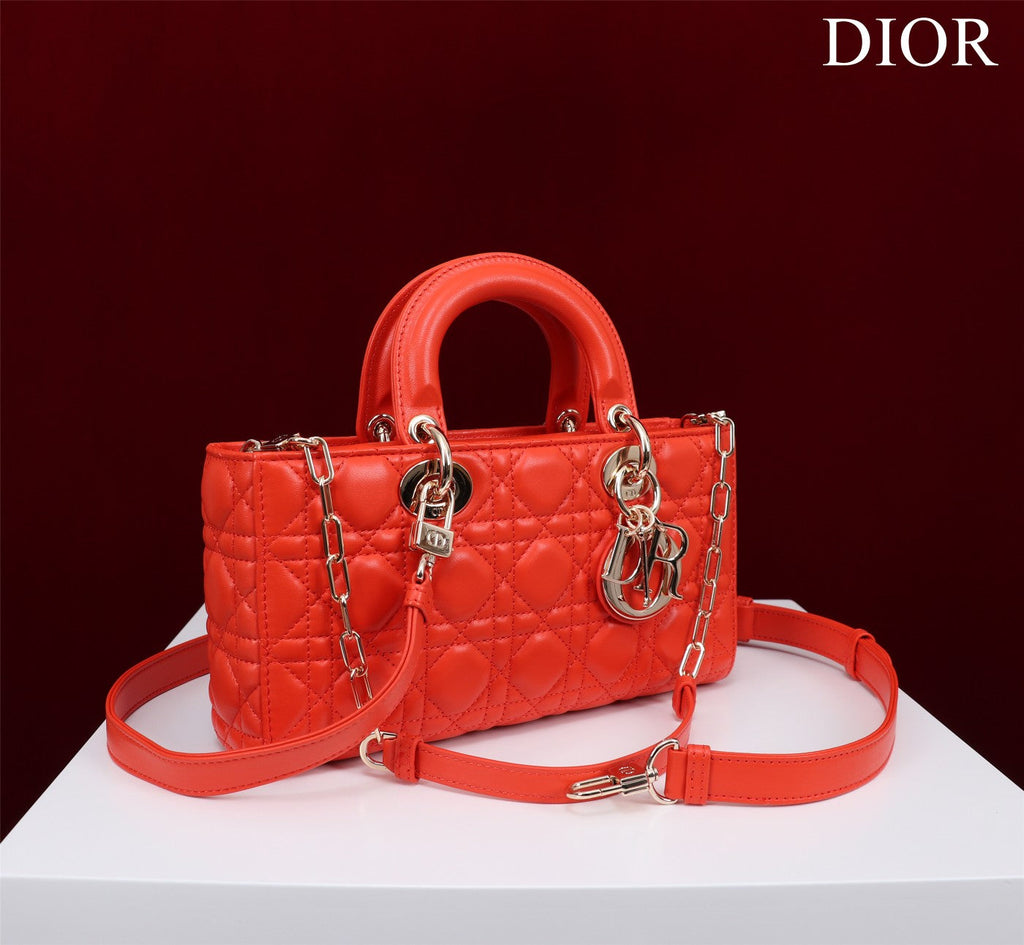 medium lady d-joy 26 red lambskin