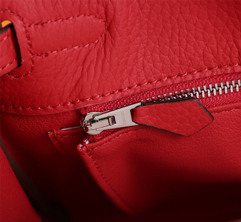 HM KELLY BAG 25 RED TOGO SILVER HARDWARE
