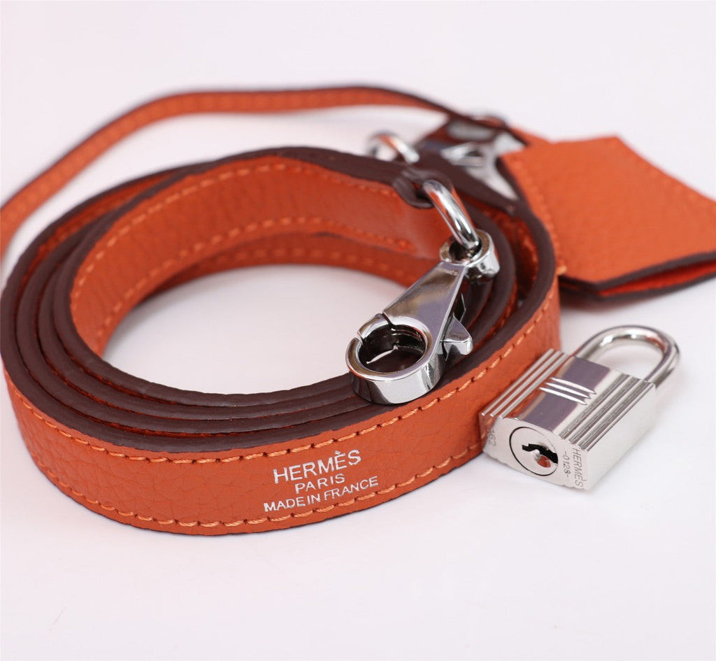 HM KELLY BAG 25 ORANGE TOGO SILVER HARDWARE