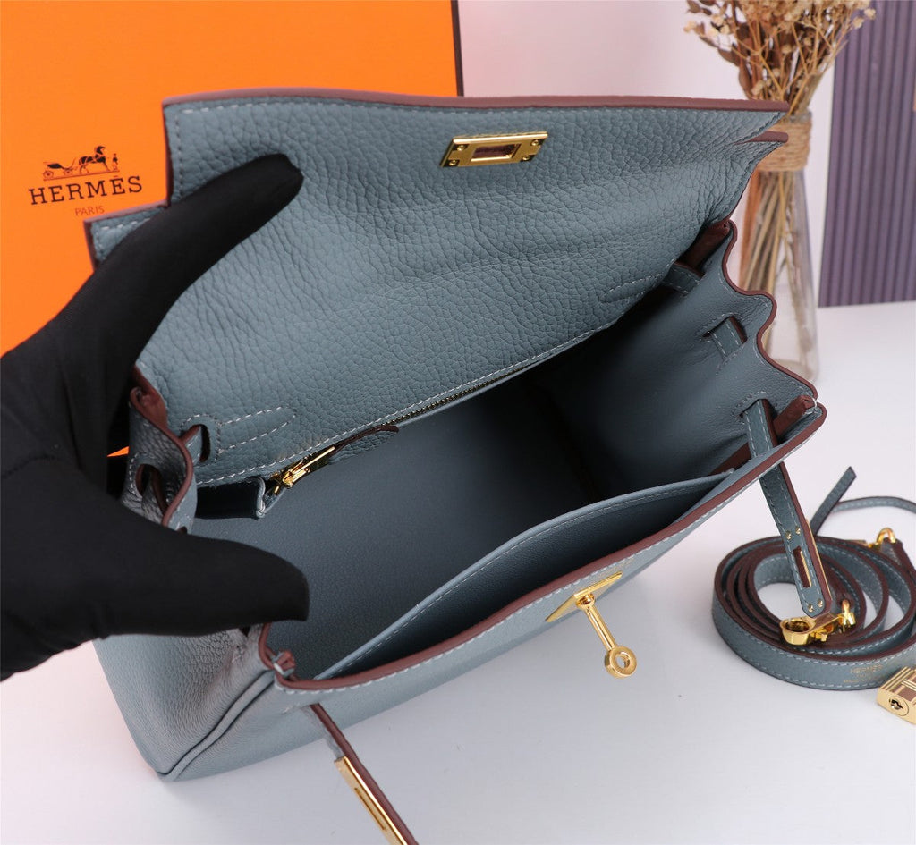 HM KELLY BAG 25 TEMPERED GRAY TOGO GOLD HARDWARE
