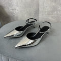 cl kitten with strap 45 platinum lizard stamped metalized calfskin