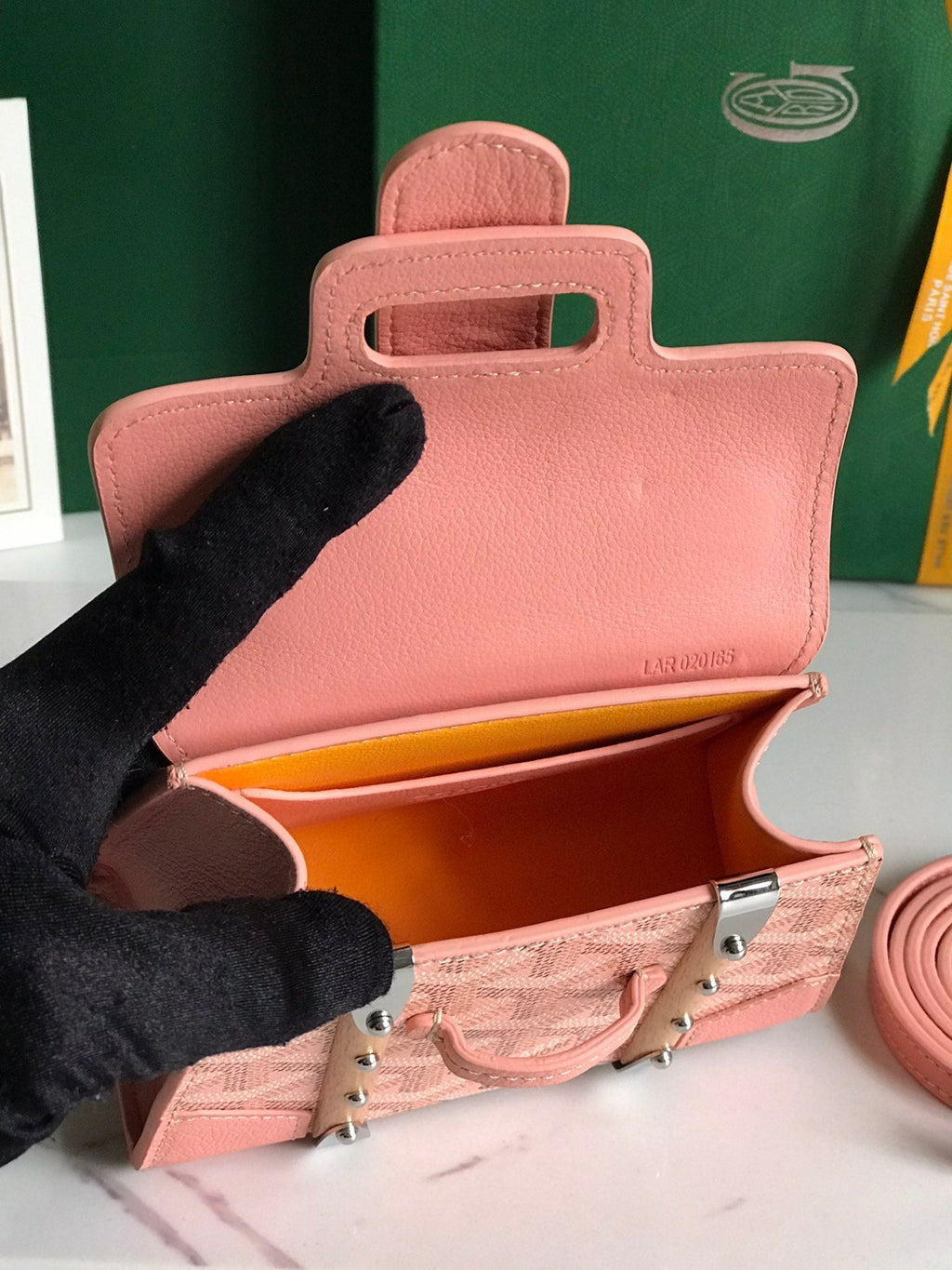 Goyard 2026 Saigon Nano Bag 14.5cm Powder Pink Cowhide Canvas 351685
