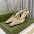 sling back pump 85 beige mesh