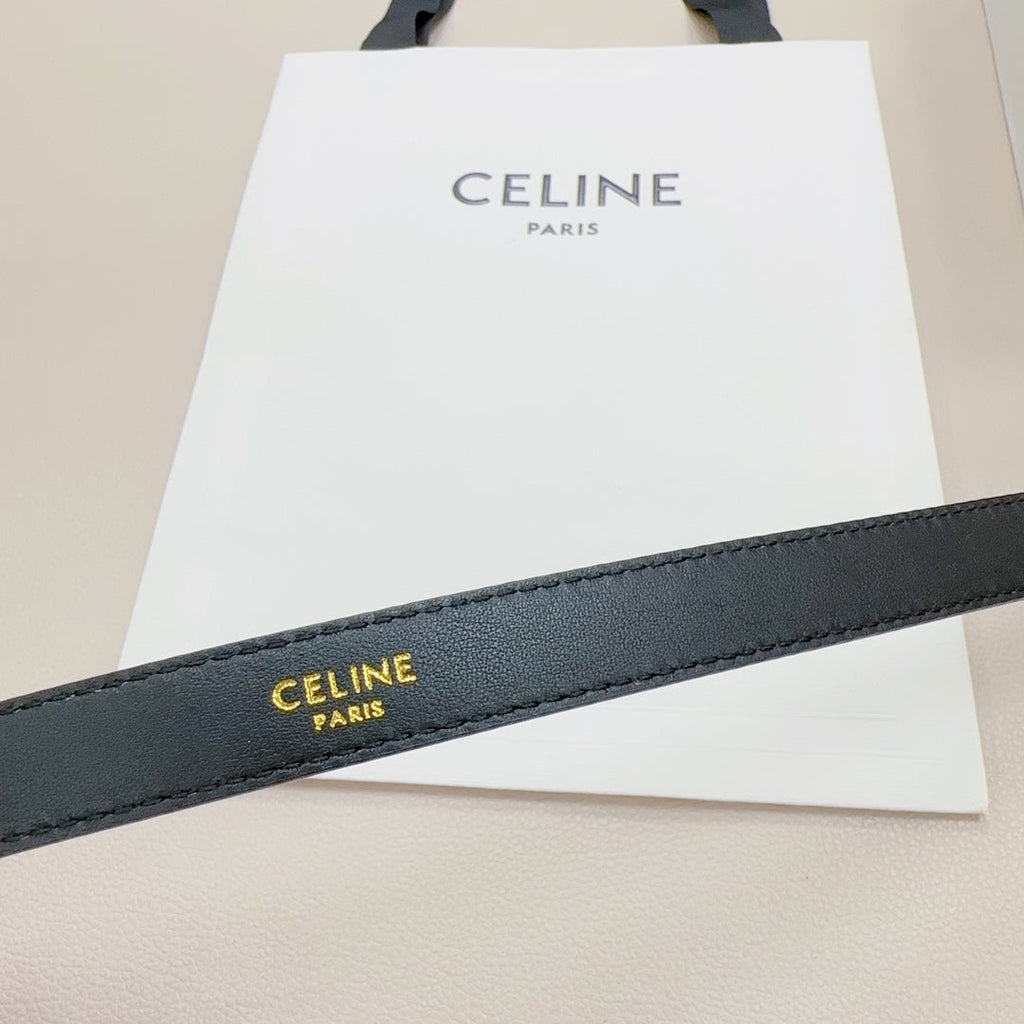 CEL Silver Buckle Belt 18mm Black Calfskin 176703