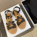 cl roman sandal black brown calfskin
