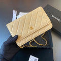 CC Woc 20cm Lime Grained Calfskin Gold Hardware