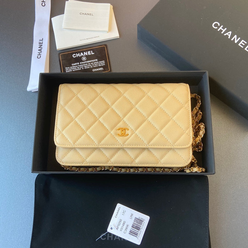 CC Woc 20cm Lime Grained Calfskin Gold Hardware