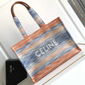 large cabas thais 41cm rainbow striped canvas