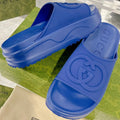 GC 25 Interlocking G 50mm Slide Sandal Blue Cowhide 292383