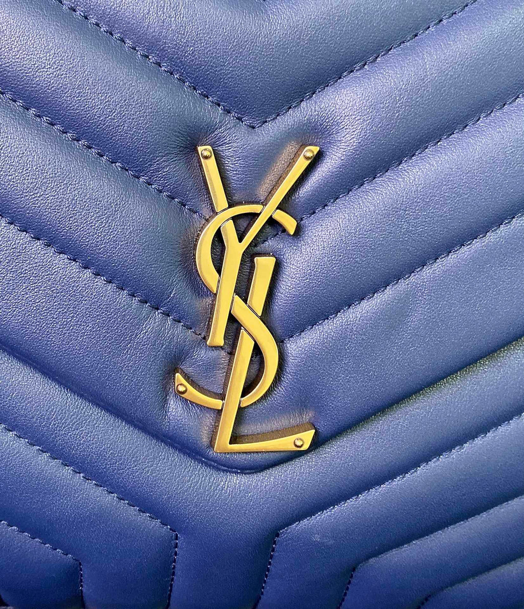 LOULOU MEDIUM 32 BLUE QUILTED LEATHER