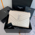 LOULOU MEDIUM 32 WHITE QUILTED LEATHER SILVER HARDWARE