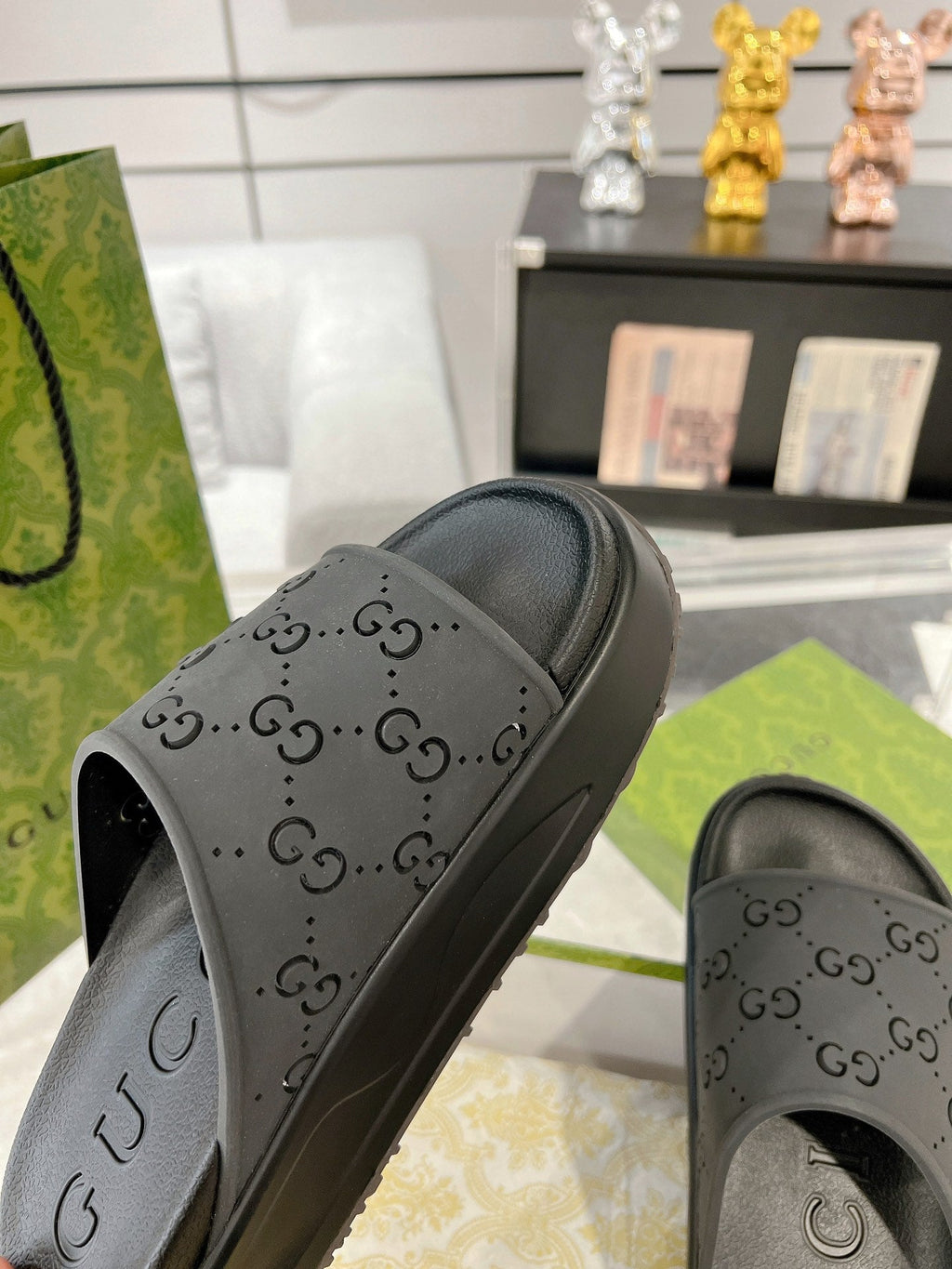 GC 25 50mm Monogram Slide Sandal Black Cowhide 292394