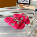 LV WOMEN'S PASEO FLAT SLIPPER IN DEEP PINK FLEECE