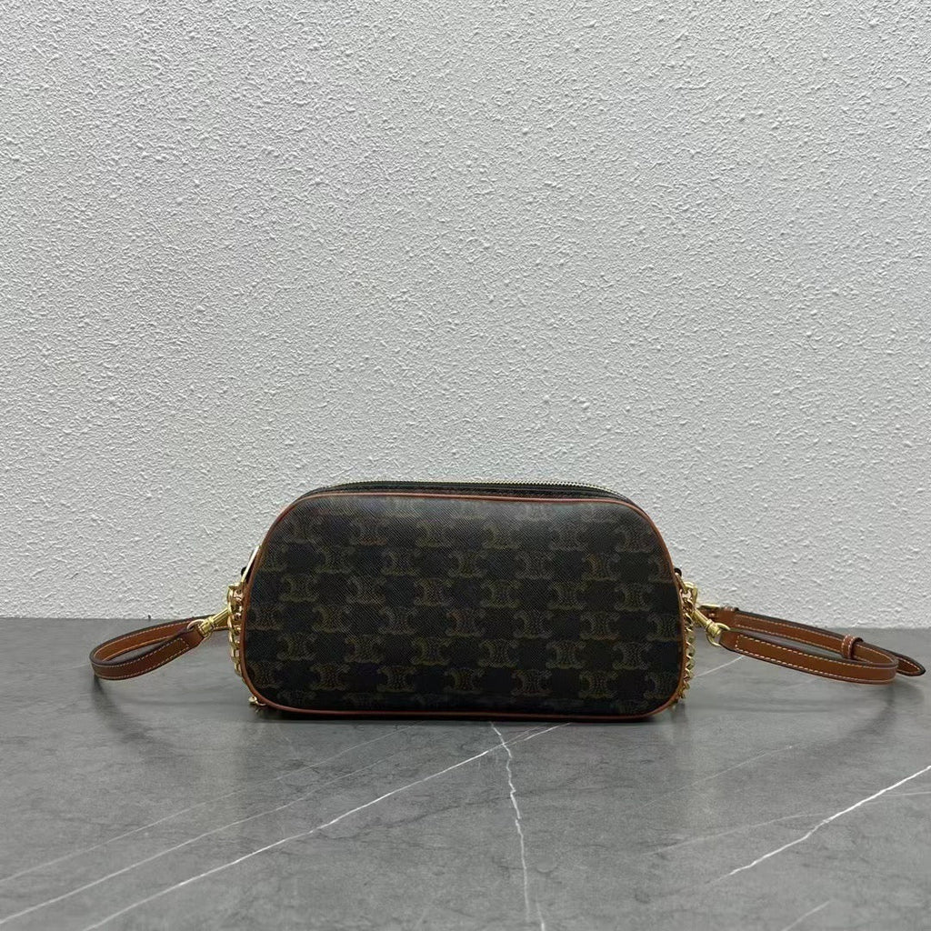 Celine 2026 Multi Bag 26cm Black Brown Canvas Leather