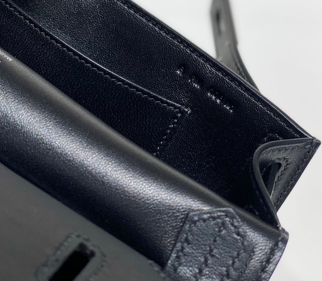 KELLY 23CM JYPSIERE BLACK LEATHER CROSSBODY BAG SHW