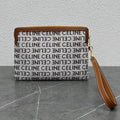 Celine 2026 Pouch With Strap 24cm White Tan Textile Calfskin 281834