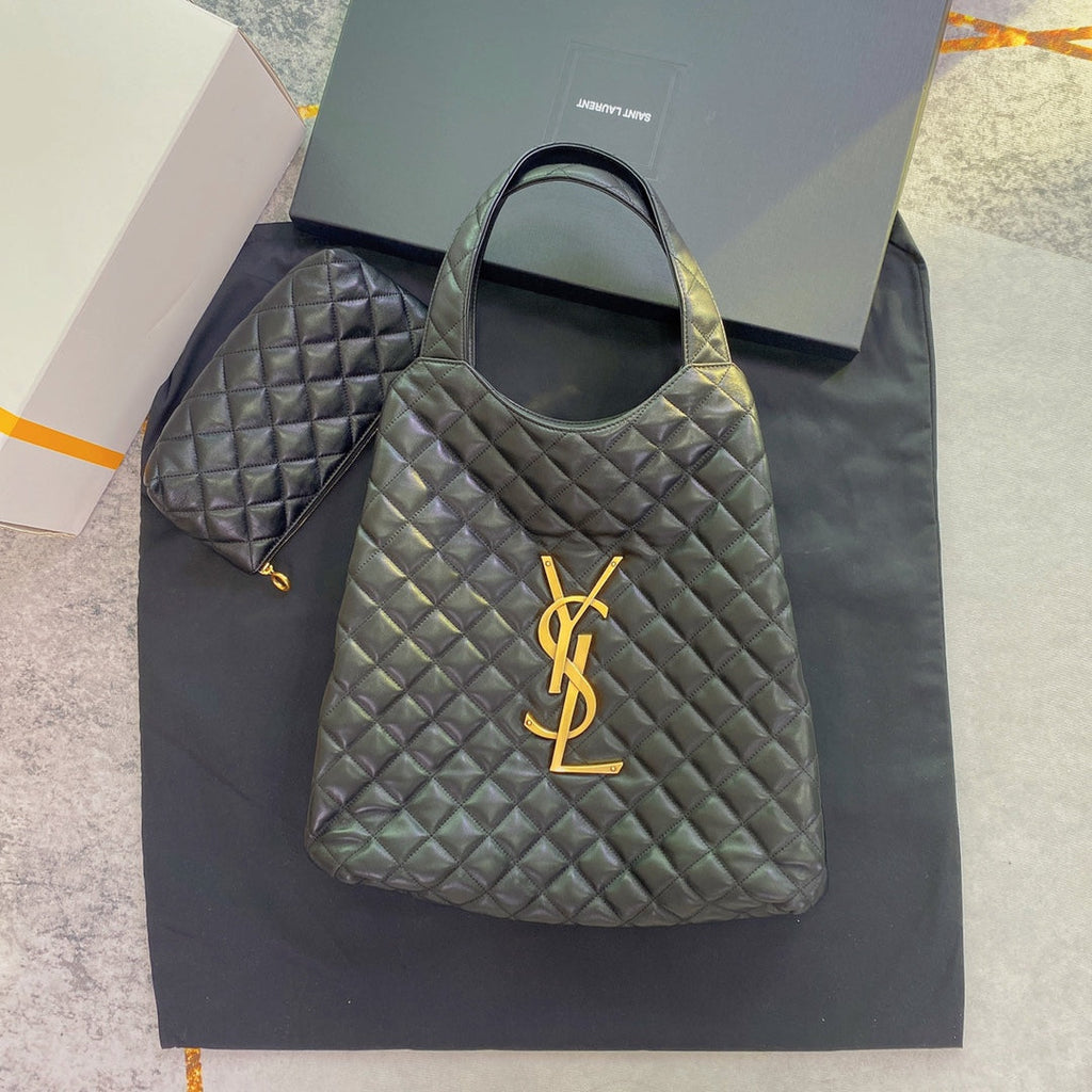 ICARE MAXI 58 SHOPPING BAG BLACK QUILTED LAMBSKIN
