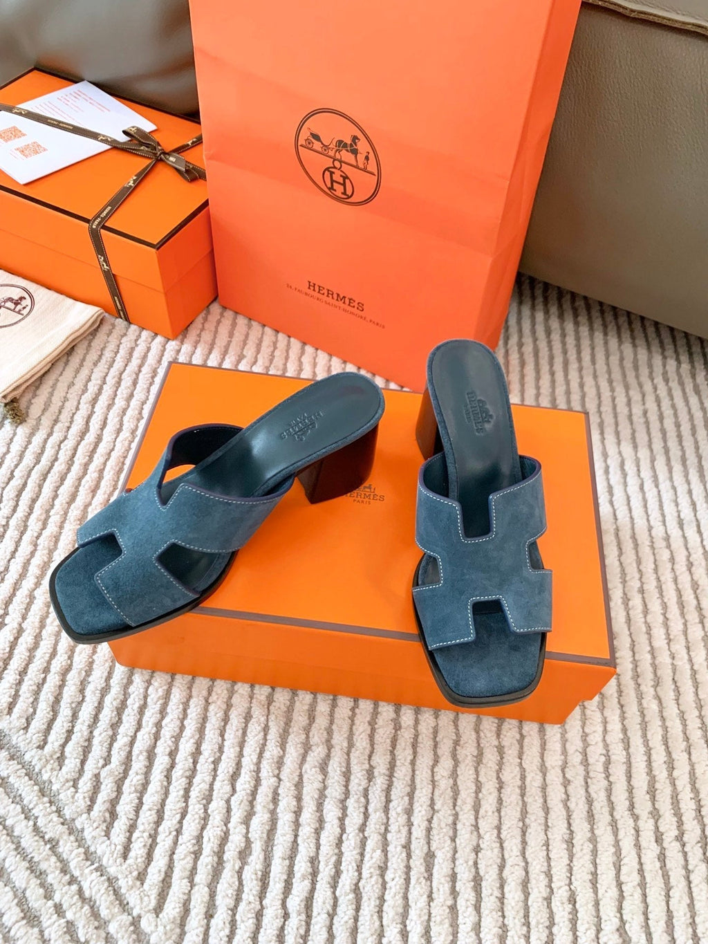 HM Helia 60 Sandal Dark Blue Suede  963256