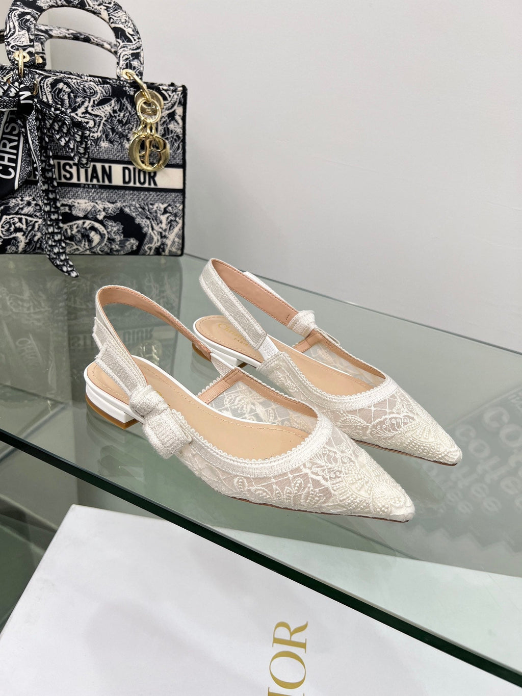 CD 25 Slingback Pump White Transparent Mesh